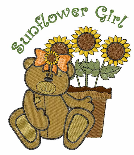 Sunflower Girl Machine Embroidery Design