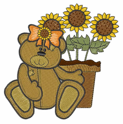 Sunflower Bear Machine Embroidery Design