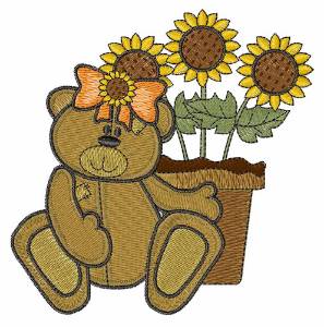 Picture of Sunflower Bear Machine Embroidery Design