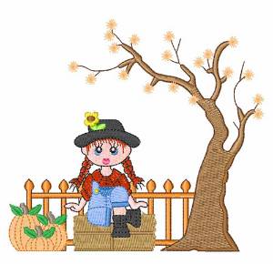 Picture of Fall Girl Machine Embroidery Design