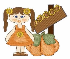 Picture of Pumpkin Girl Machine Embroidery Design