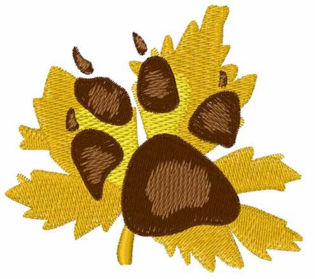 Picture of Pawprint On Leaf Machine Embroidery Design