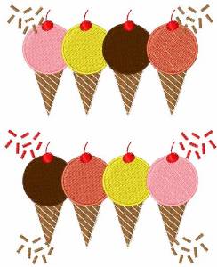 Picture of Ice Cream Cones Machine Embroidery Design
