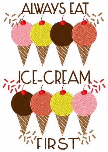Ice Cream First Machine Embroidery Design