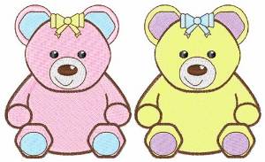 Picture of Two Teddies Machine Embroidery Design