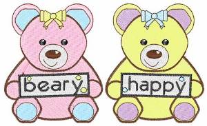 Picture of Beary Happy Machine Embroidery Design