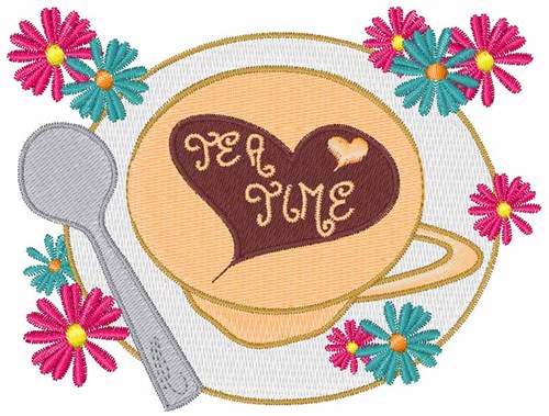 Tea Time Machine Embroidery Design
