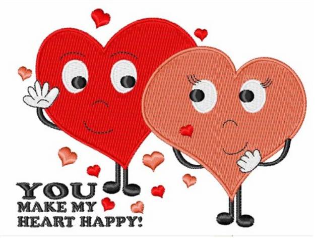 Picture of Heart Happy Machine Embroidery Design