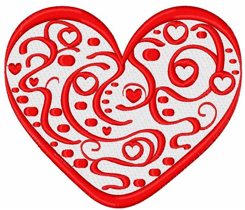 Valentine Swirl Heart Machine Embroidery Design
