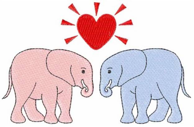 Picture of Valentine Elephants Machine Embroidery Design