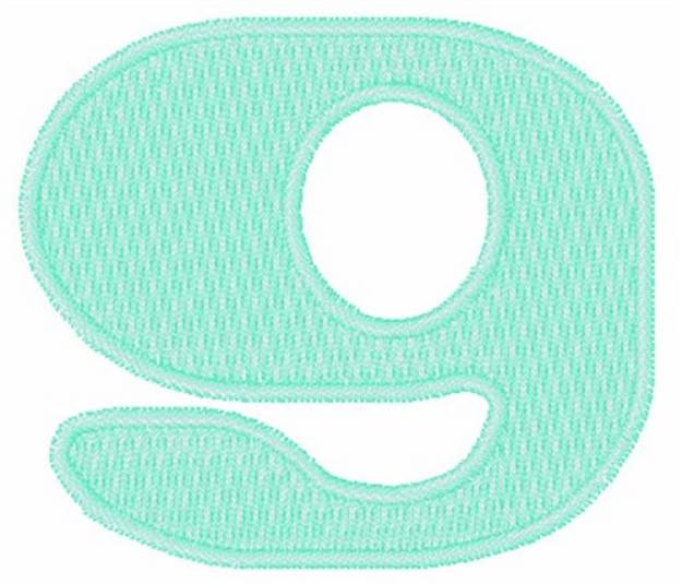 Picture of Space Alien Lowercase g Machine Embroidery Design