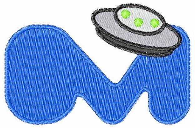Picture of Space Alien Uppercase M Machine Embroidery Design