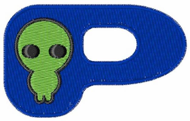 Picture of Space Alien Uppercase P Machine Embroidery Design