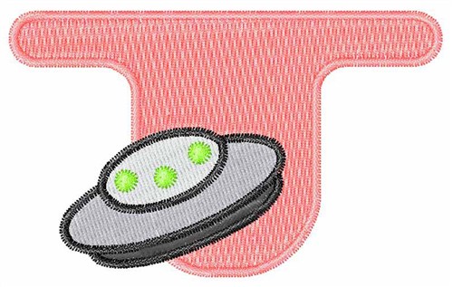 Space Alien Uppercase T Machine Embroidery Design
