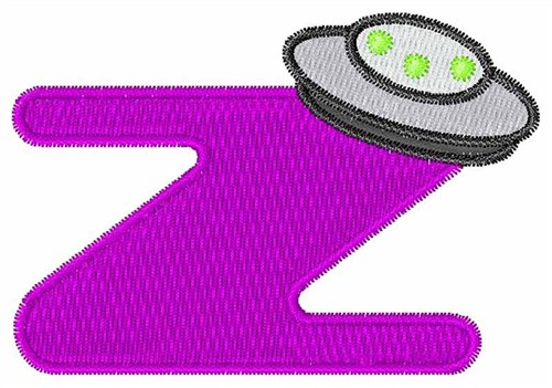 Space Alien Uppercase Z Machine Embroidery Design