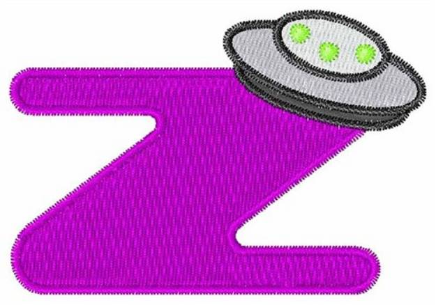 Picture of Space Alien Uppercase Z Machine Embroidery Design