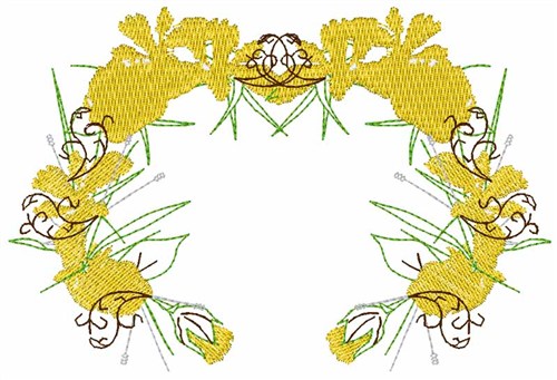 Yellow  Wreath Machine Embroidery Design