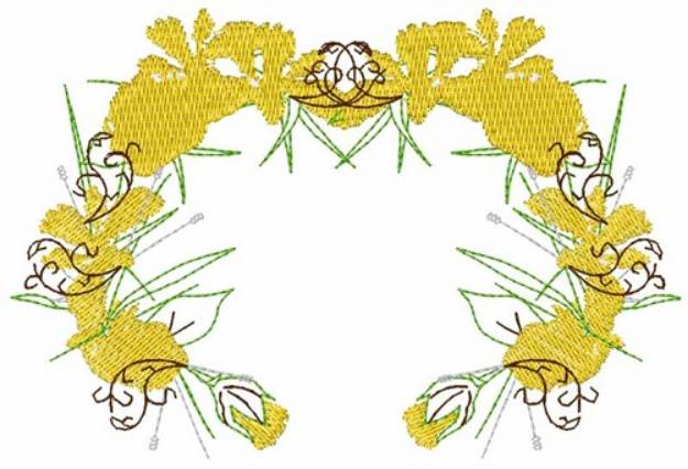Picture of Yellow  Wreath Machine Embroidery Design