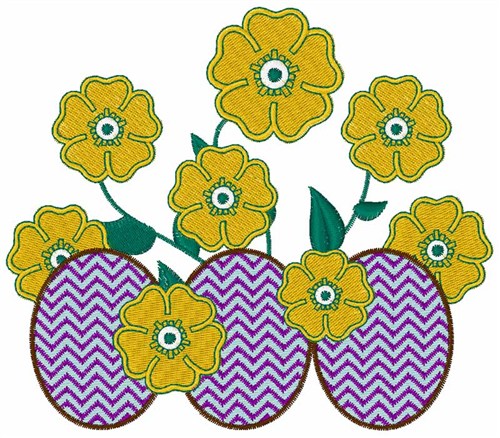 Easter Egg Flowers Machine Embroidery Design