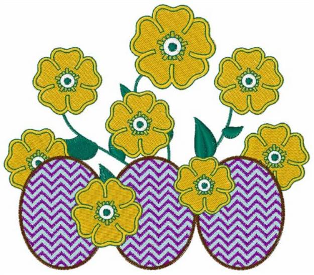 Picture of Easter Egg Flowers Machine Embroidery Design