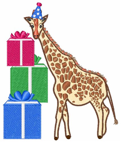Birthday Giraffe Machine Embroidery Design