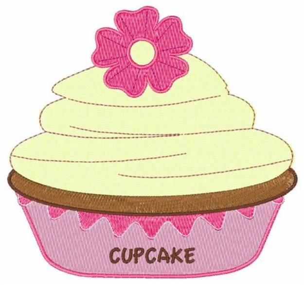 Picture of Cupcake with Flower Machine Embroidery Design