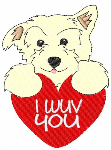 I Wuv You Dog Machine Embroidery Design