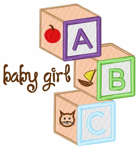 Baby Girl Blocks Machine Embroidery Design