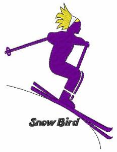 Picture of Snow Bird Skier Machine Embroidery Design