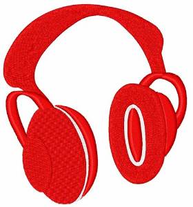 Picture of Red Headphones Machine Embroidery Design