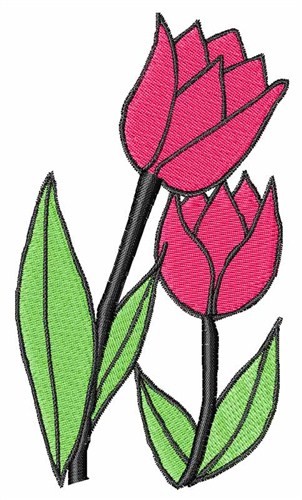 Pink Tulip Machine Embroidery Design
