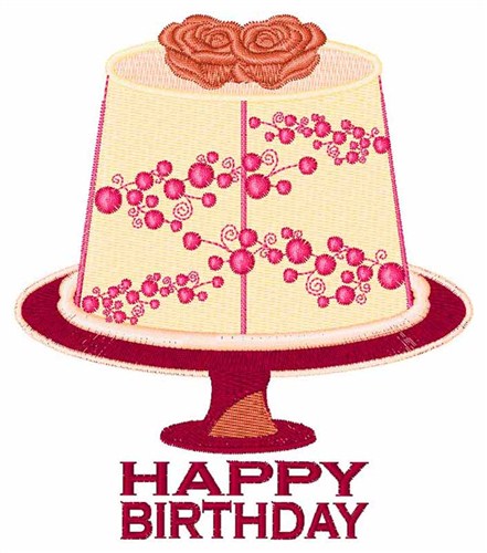 Happy Birthday Cake Machine Embroidery Design