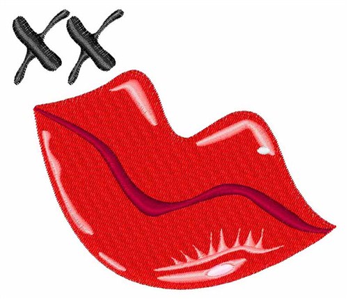 Red Lips Kiss Machine Embroidery Design