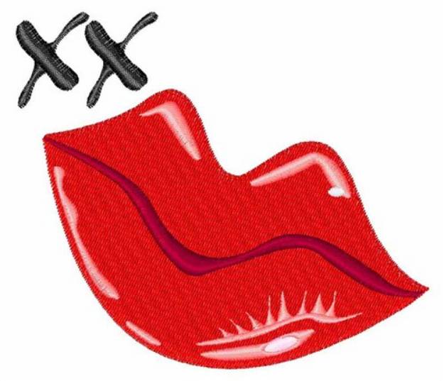 Picture of Red Lips Kiss Machine Embroidery Design
