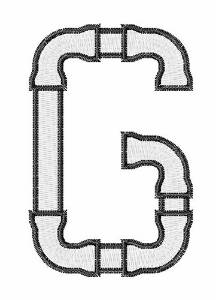 Picture of Plumbing Font G Machine Embroidery Design