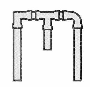 Picture of Plumbing Font M Machine Embroidery Design