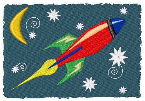 Rocket Ship Machine Embroidery Design