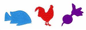 Picture of Fish Chicken & Radish Machine Embroidery Design