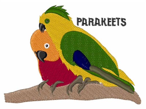 Parakeets on a Branch Machine Embroidery Design