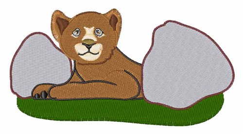 Lion Cub and Rocks Machine Embroidery Design