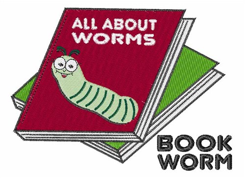 Book Worm Machine Embroidery Design