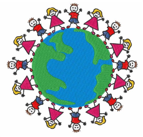 World Peace Children Machine Embroidery Design