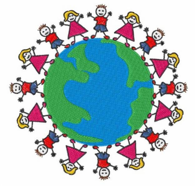 Picture of World Peace Children Machine Embroidery Design