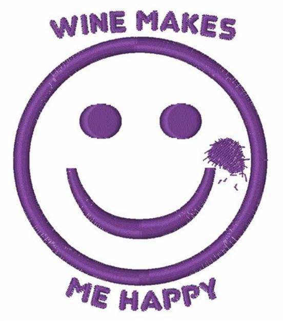 Picture of Wine Makes Me Happy Machine Embroidery Design