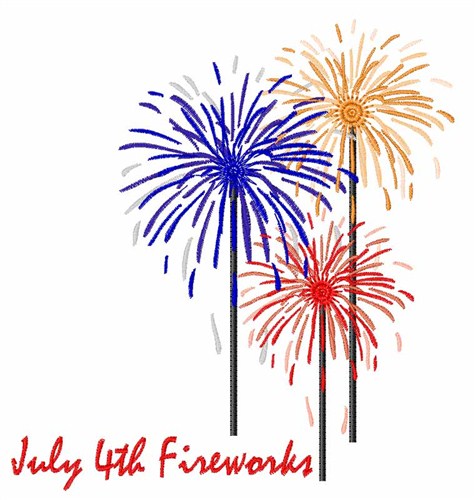 July 4th Fireworks Machine Embroidery Design