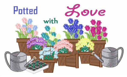 Potted with Love Machine Embroidery Design