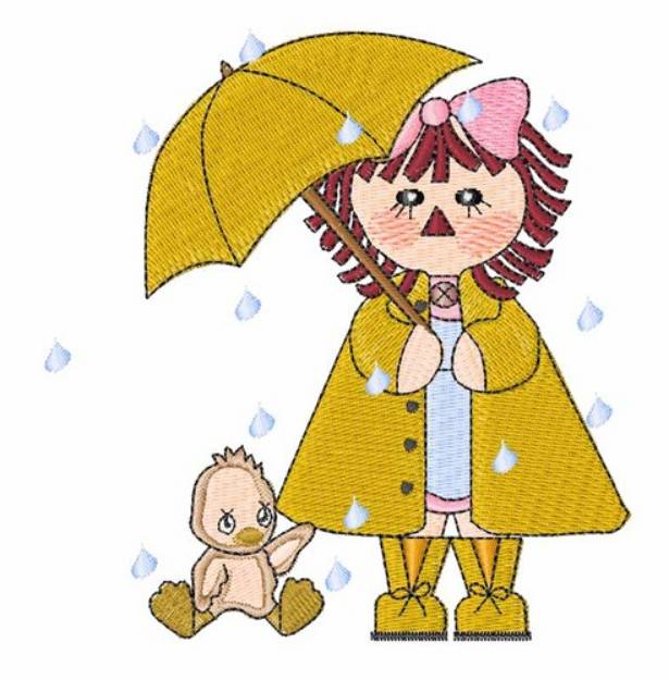 Picture of Rainy Day Girl Machine Embroidery Design