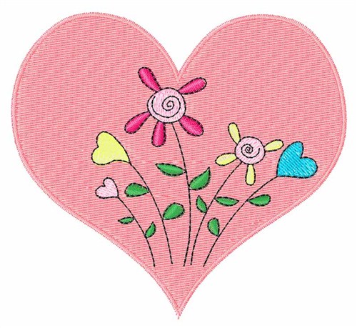 Heart & Flowers Machine Embroidery Design