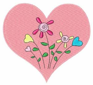 Picture of Heart & Flowers Machine Embroidery Design
