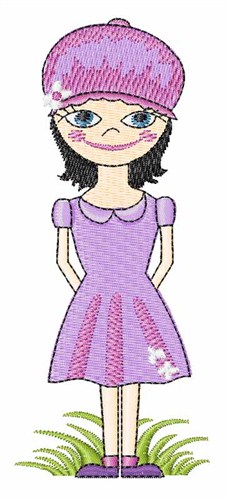 Girl in Purple Dress Machine Embroidery Design